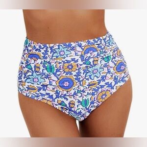 🤩 NEW LISTING Soucrat High Waisted Bikini Morracan Print Purple Yellow Sz M NWOT